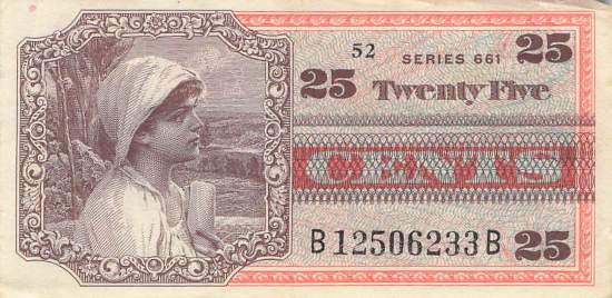 USA MPC Series 661 p.M66 25 Cents 1968 XF